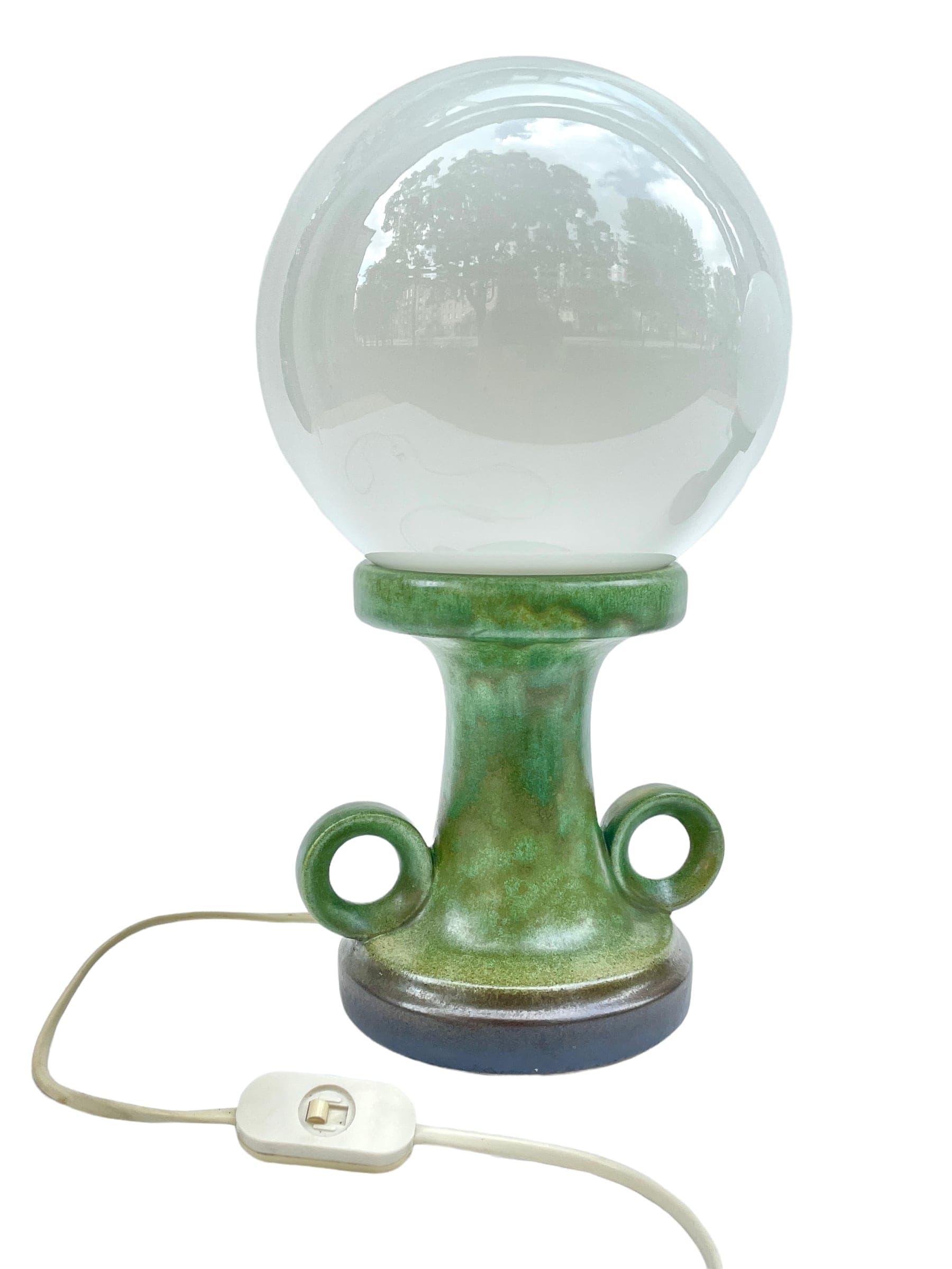 Pair of table lamps, pea green, ceramics, 1970s - 59153