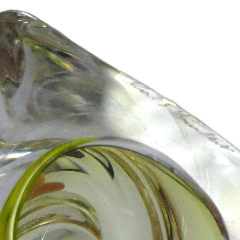 Cytrynowo-zielone świeczniki kryształowe, Val St Lambert, Belgia, lata 60. - 5306