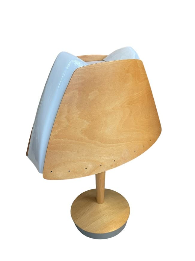 Table lamp Lucid, light brown plywood, by S. Eriksen, Denmark, 1970s. - 59159