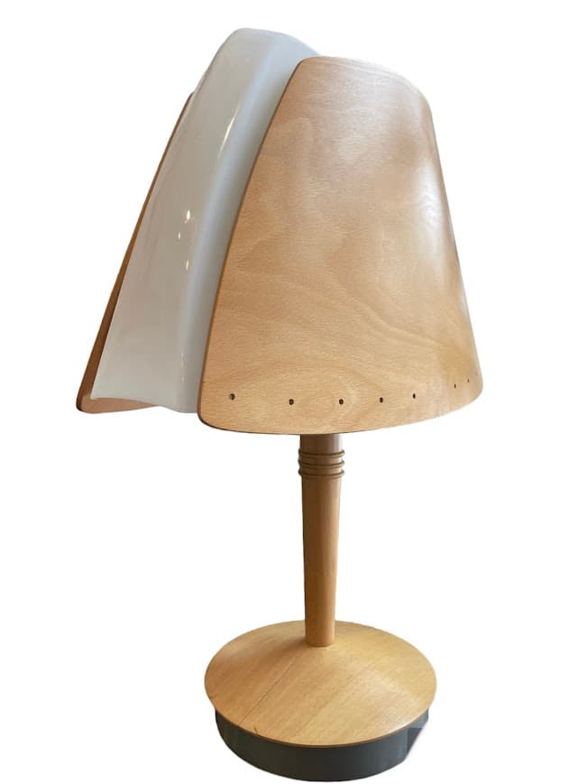 Table lamp Lucid, light brown plywood, by S. Eriksen, Denmark, 1970s. - 59161