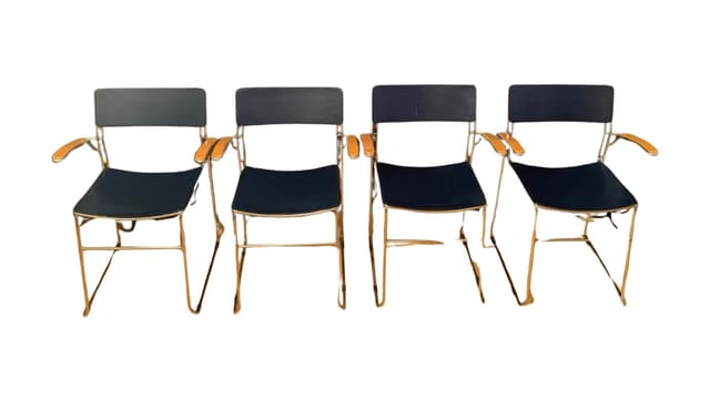 Zestaw czterech krzeseł Sultana, skóra naturalna granatowa, buk, stal chromowana, Arrben, Włochy, lata 70. - WYMIARY