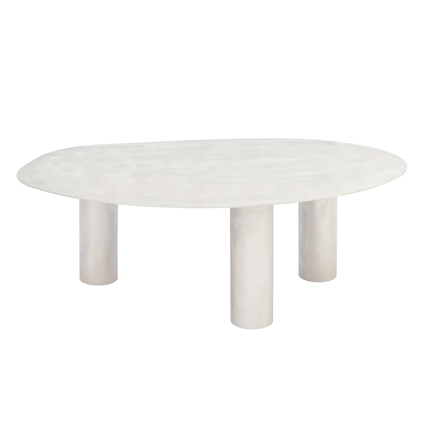 Coffee table 96x57x32 cm brushed aluminum silver, no designer, no brand
