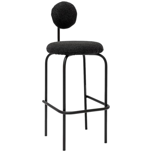 Black Boucle Bar Stool with Steel Legs, Poland, 1980s - DIMENSION