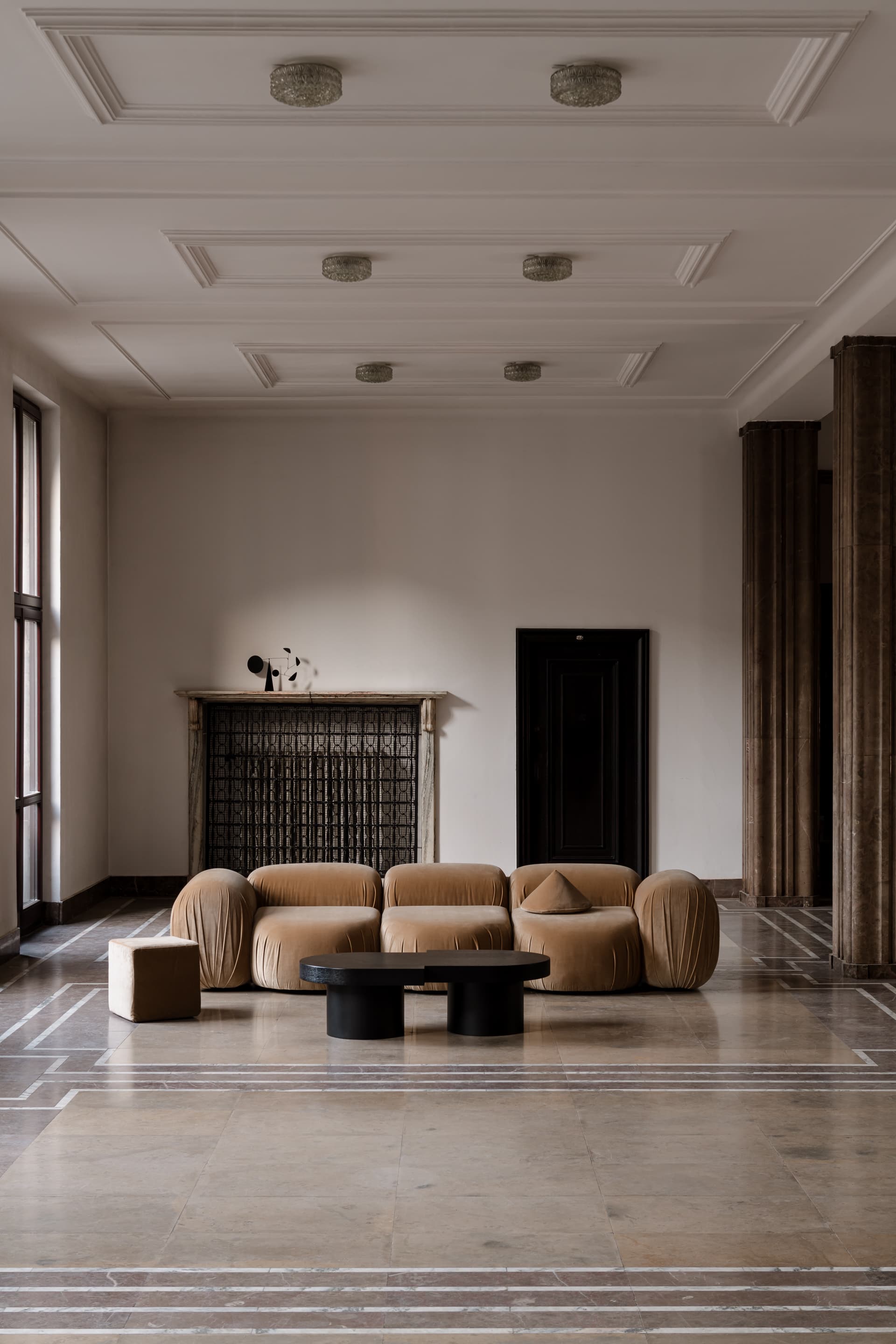 Coffee table 115x70x36 cm black oak veneer steel, Minimalist, no brand - 61209