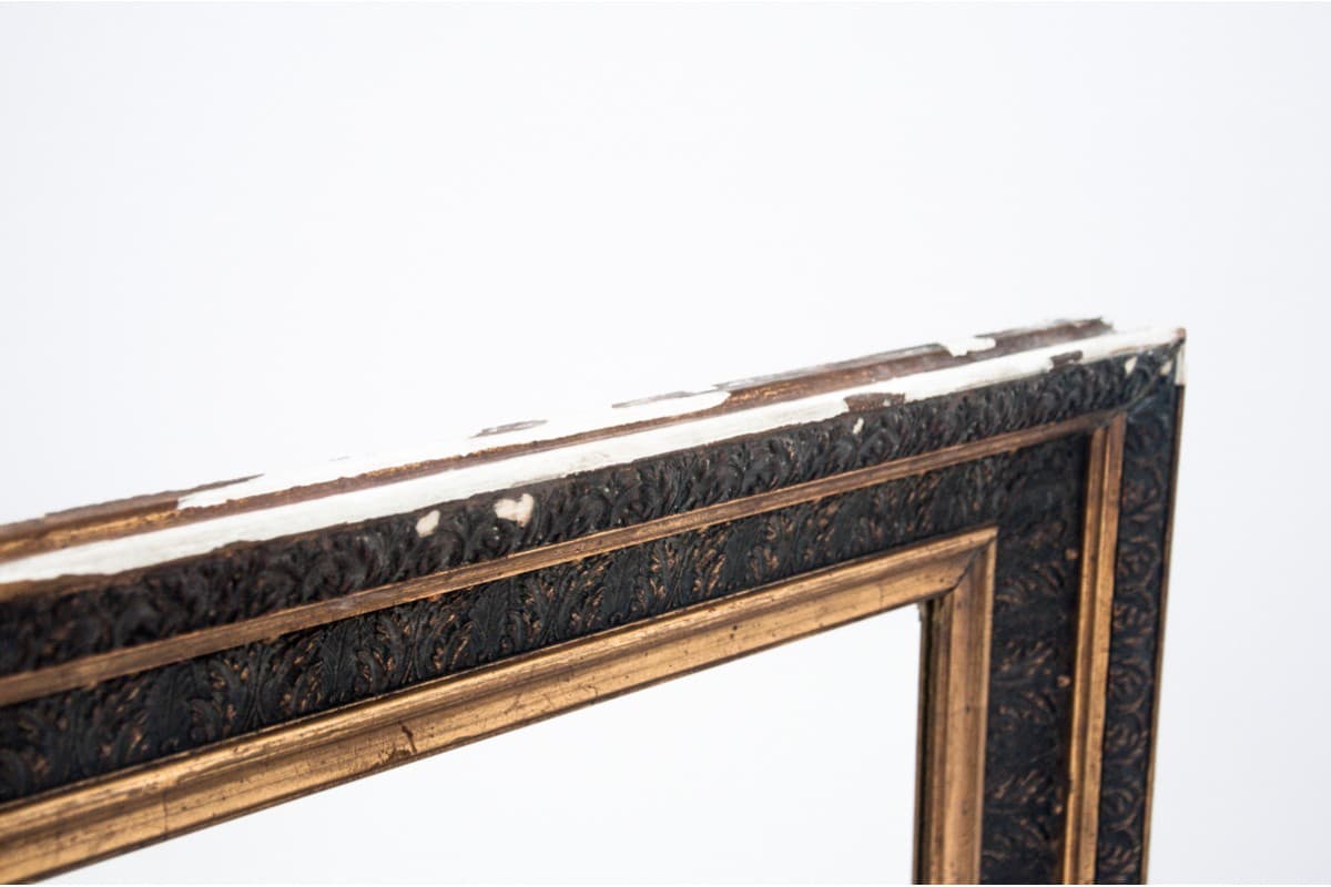 Dark Brown Wooden Framed Mirror with Gold Accents, Western Europe, Early 20th Century - 50258