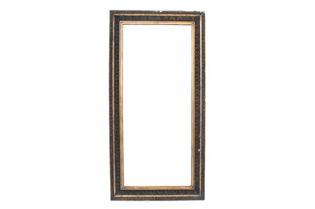 Dark Brown Wooden Framed Mirror with Gold Accents, Western Europe, Early 20th Century - DIMENSION