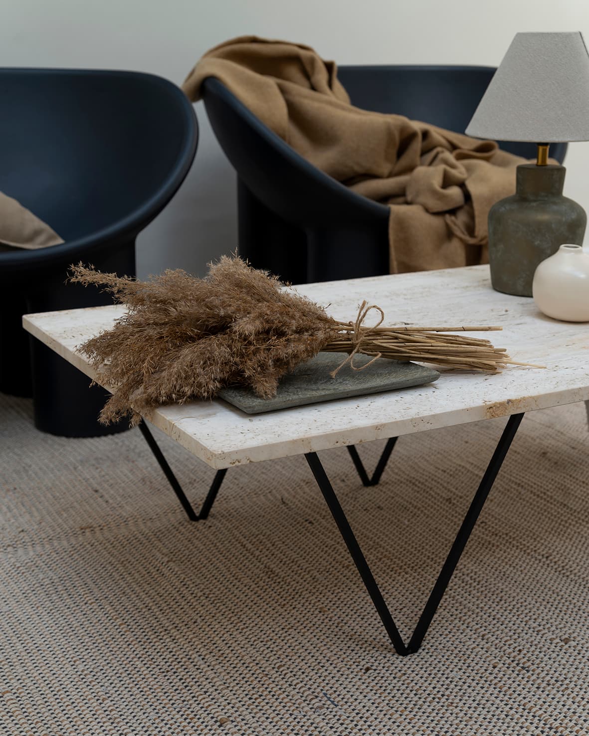 Black Minimalist Coffee Table with Marble Top, Poland, 2020s - 62728