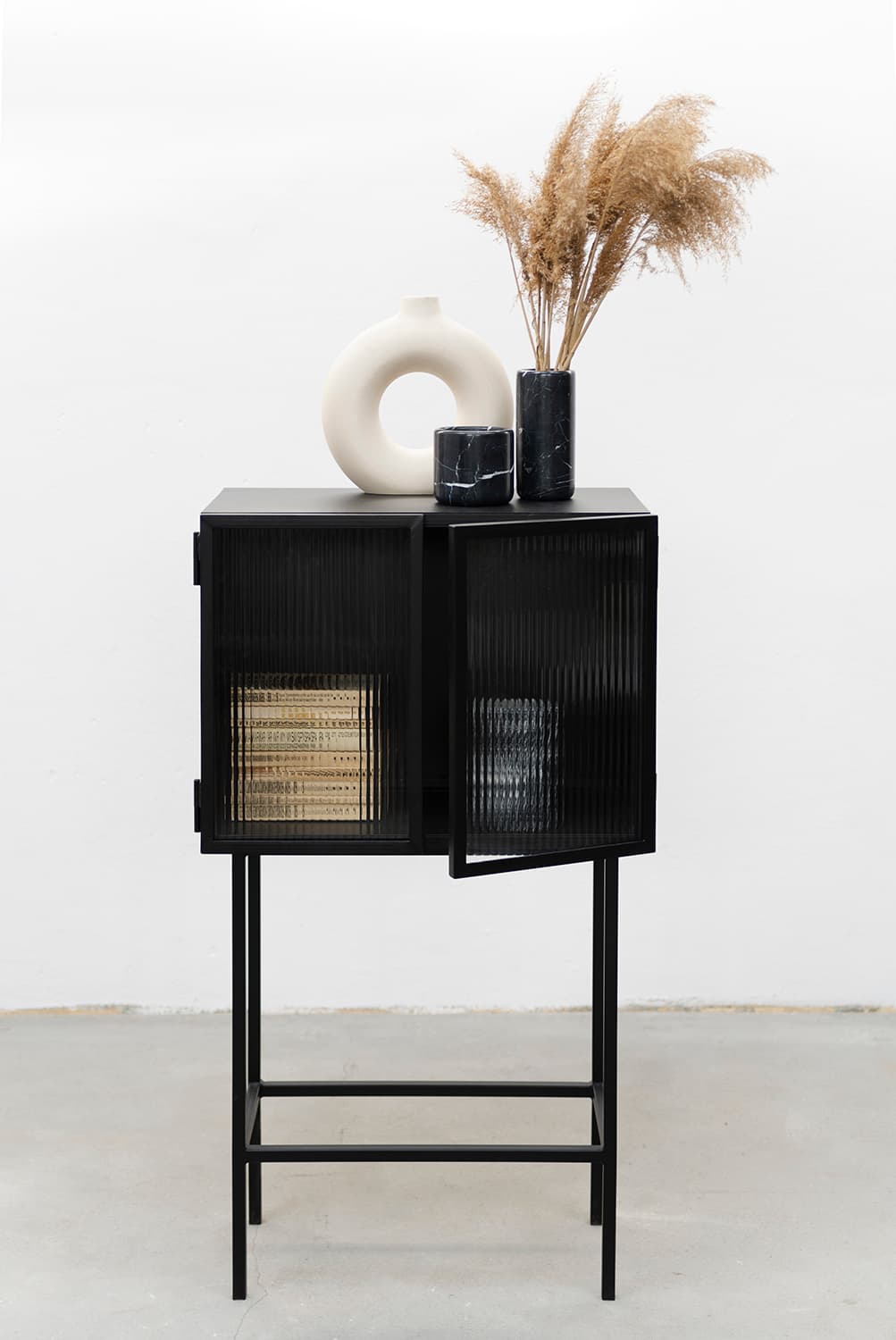 Szafka barek stalowa czarna szkło ryflowane Object21, NG Design - 62759