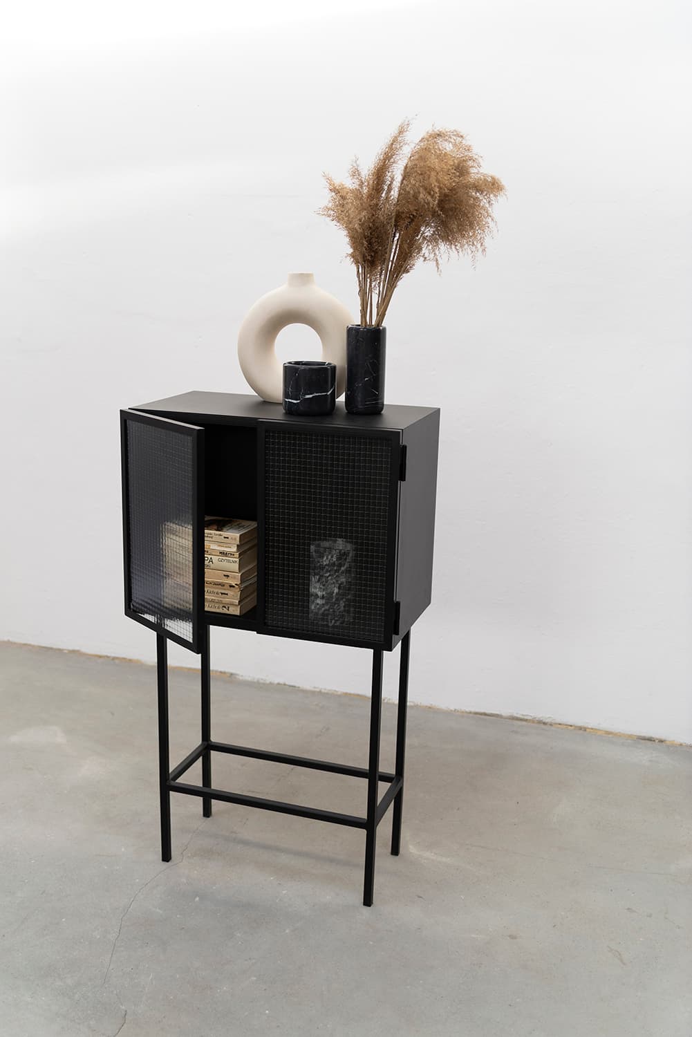 Szafka barek stalowa czarna szkło ryflowane Object21, NG Design - 62760