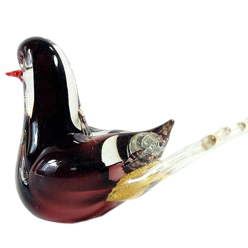 Szklany ptaszek z zatopionymi złotymi drobinkami, Murano, Włochy, lata 60. - 5359