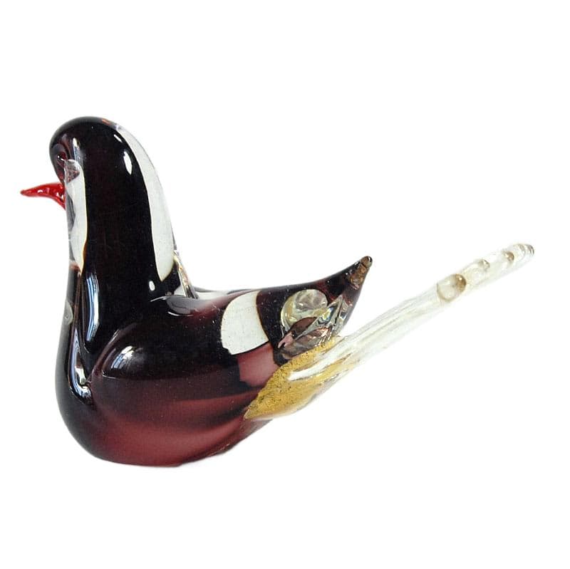 Szklany ptaszek z zatopionymi złotymi drobinkami, Murano, Włochy, lata 60. - 5364