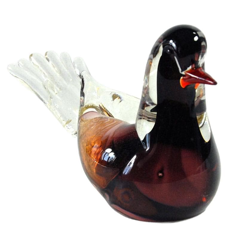 Szklany ptaszek z zatopionymi złotymi drobinkami, Murano, Włochy, lata 60. - 5361