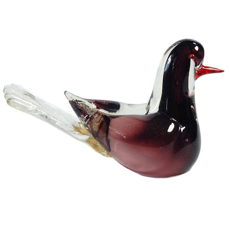 Szklany ptaszek z zatopionymi złotymi drobinkami, Murano, Włochy, lata 60. - 5363