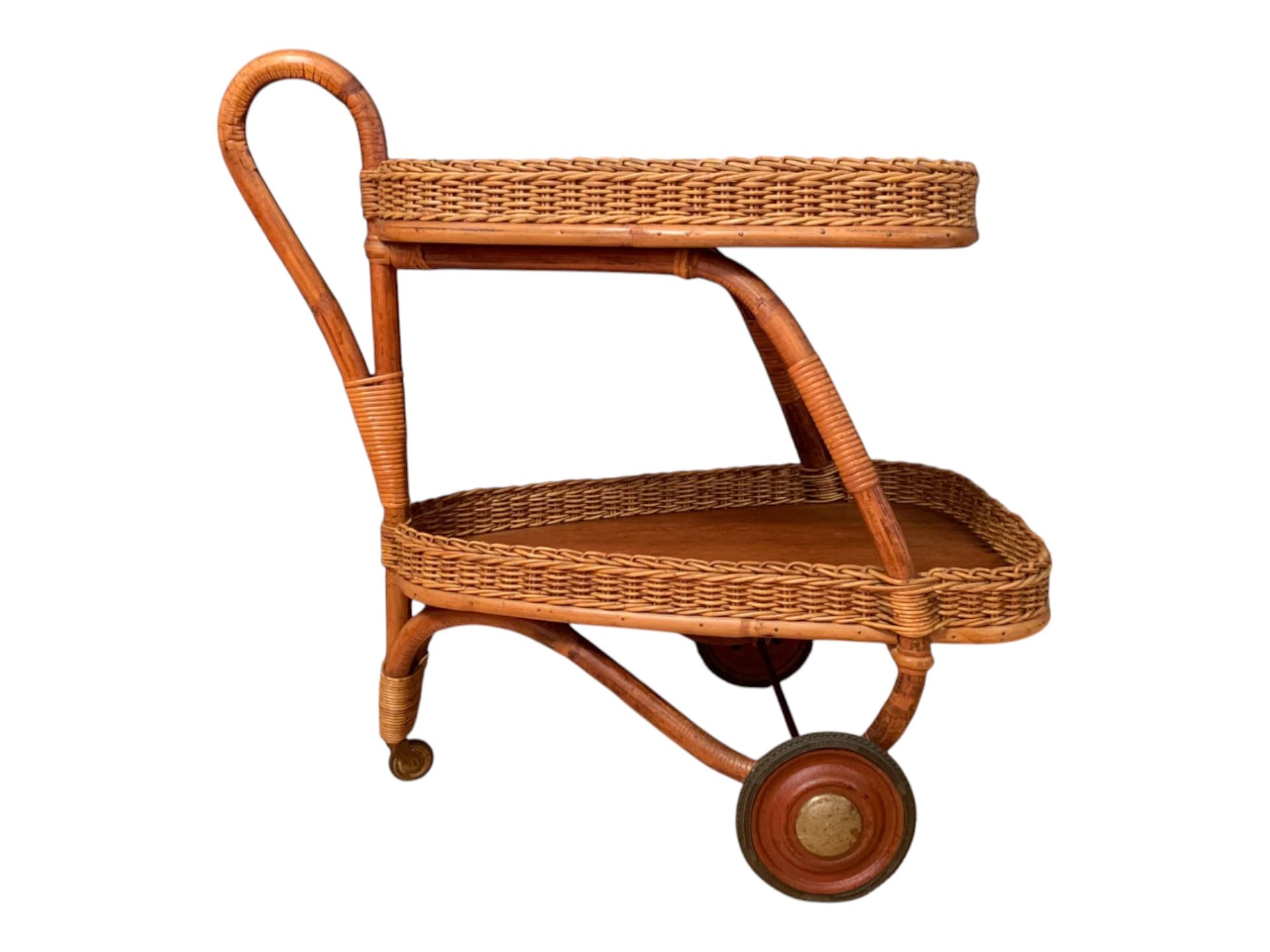 Bar cart, light brown bamboo, Italy, 1950s. - 61180