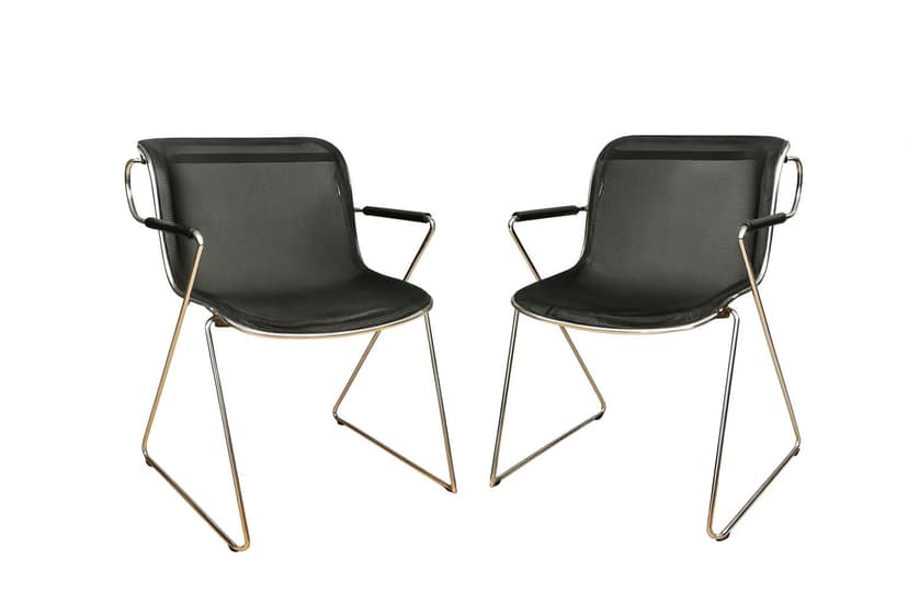 Para krzeseł Penelope, stal chromowana czarna, proj. C. Pollock, Castelli, Włochy, lata 80.