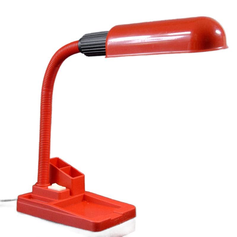 Czerwona lampa biurkowa, Stilplast, Włochy, lata 80. - 5339