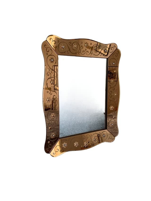 Wall mirror, Cristal Arte, golden glass, Pietro Chiesa style, Italy, 1950s. - DIMENSION