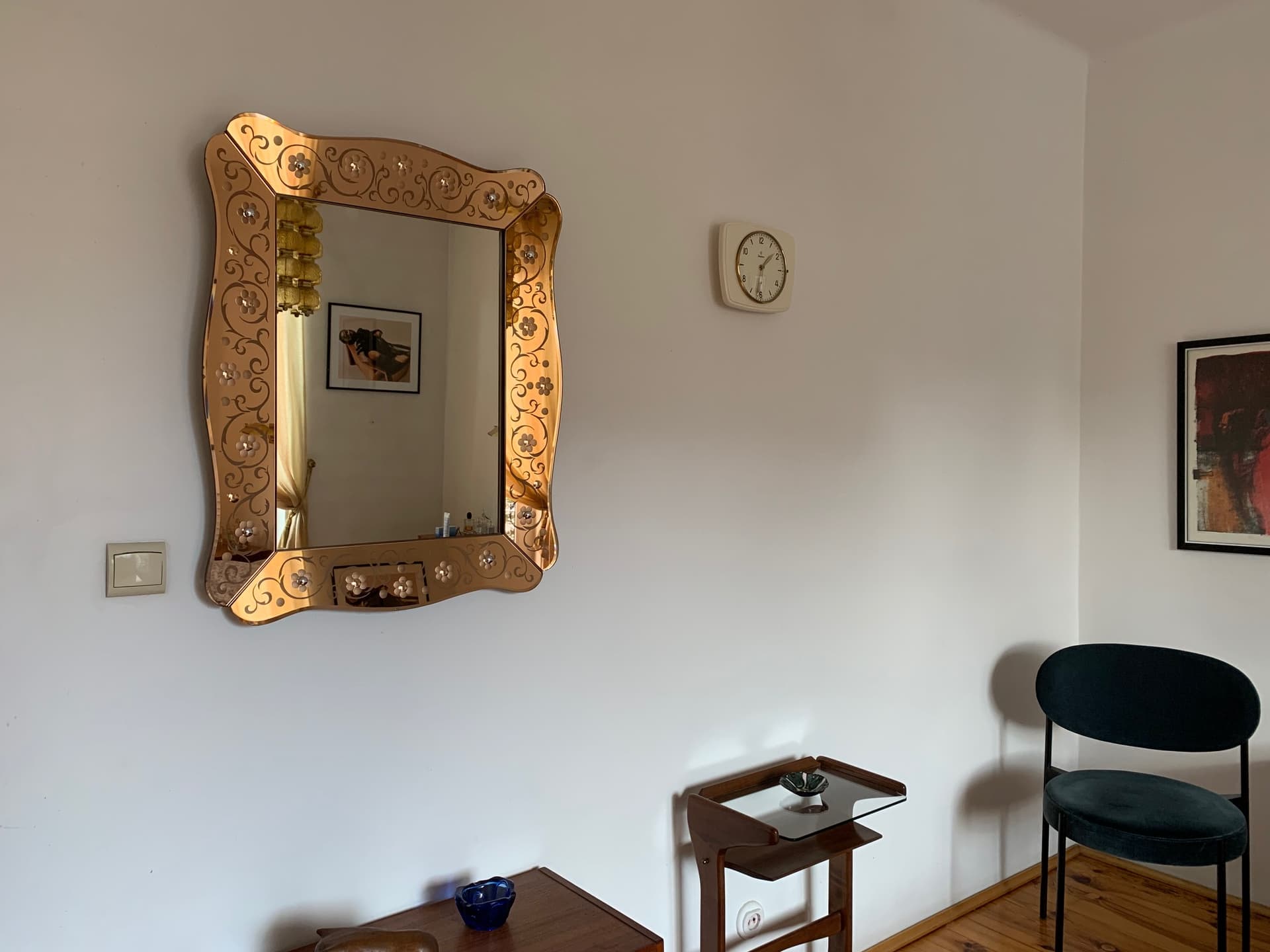 Wall mirror, Cristal Arte, golden glass, Pietro Chiesa style, Italy, 1950s. - 59732