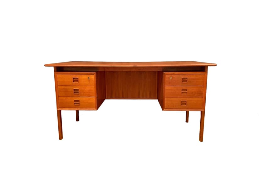 Double-sided desk, brown teak, by A. Vodder, Brouer Møbelfabrik, Denmark, 1960s.