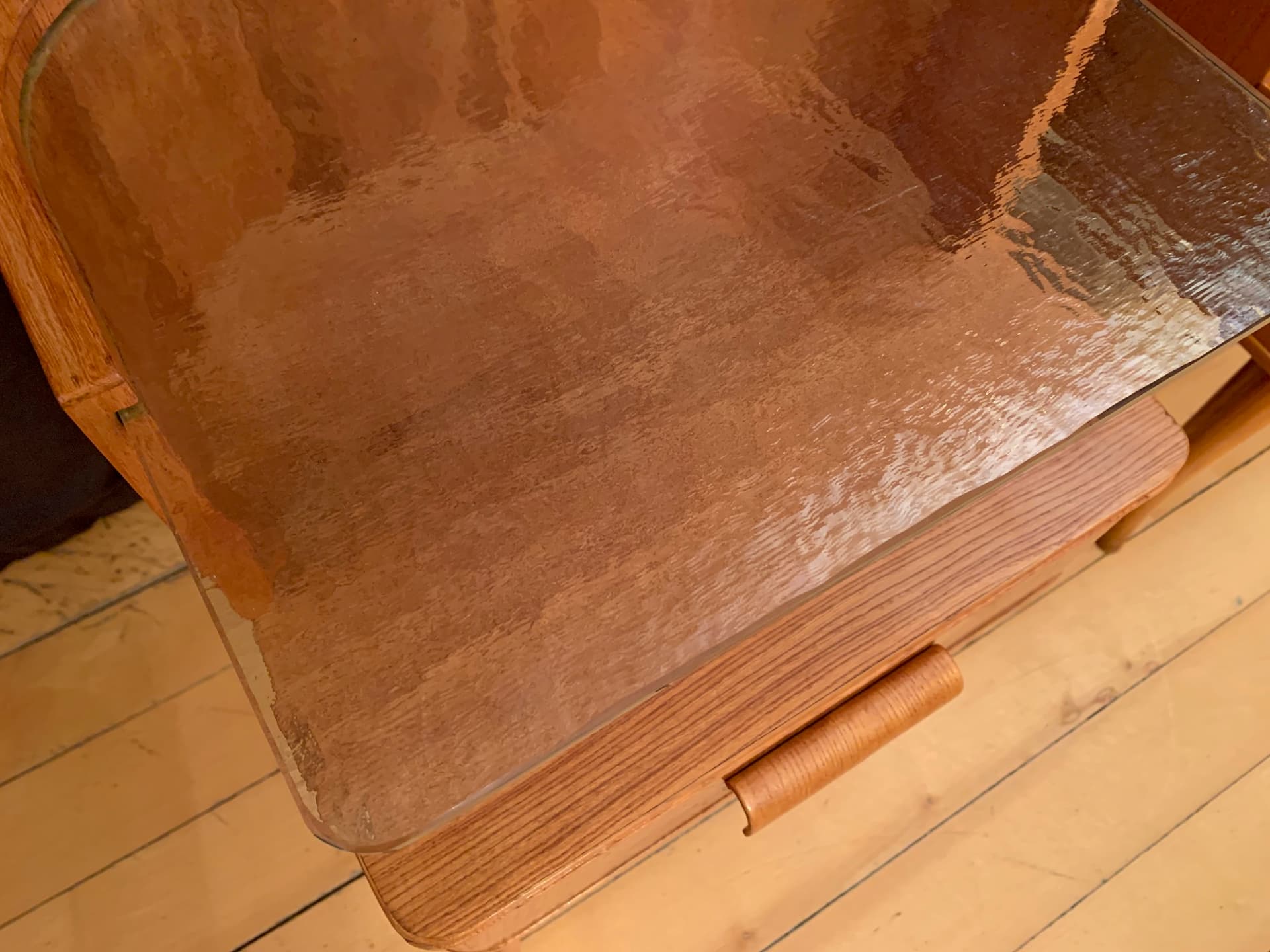 Pair of nightstands, brown elm wood, by A. Larsson, Bodafors, Sweden, 1940s. - 59751