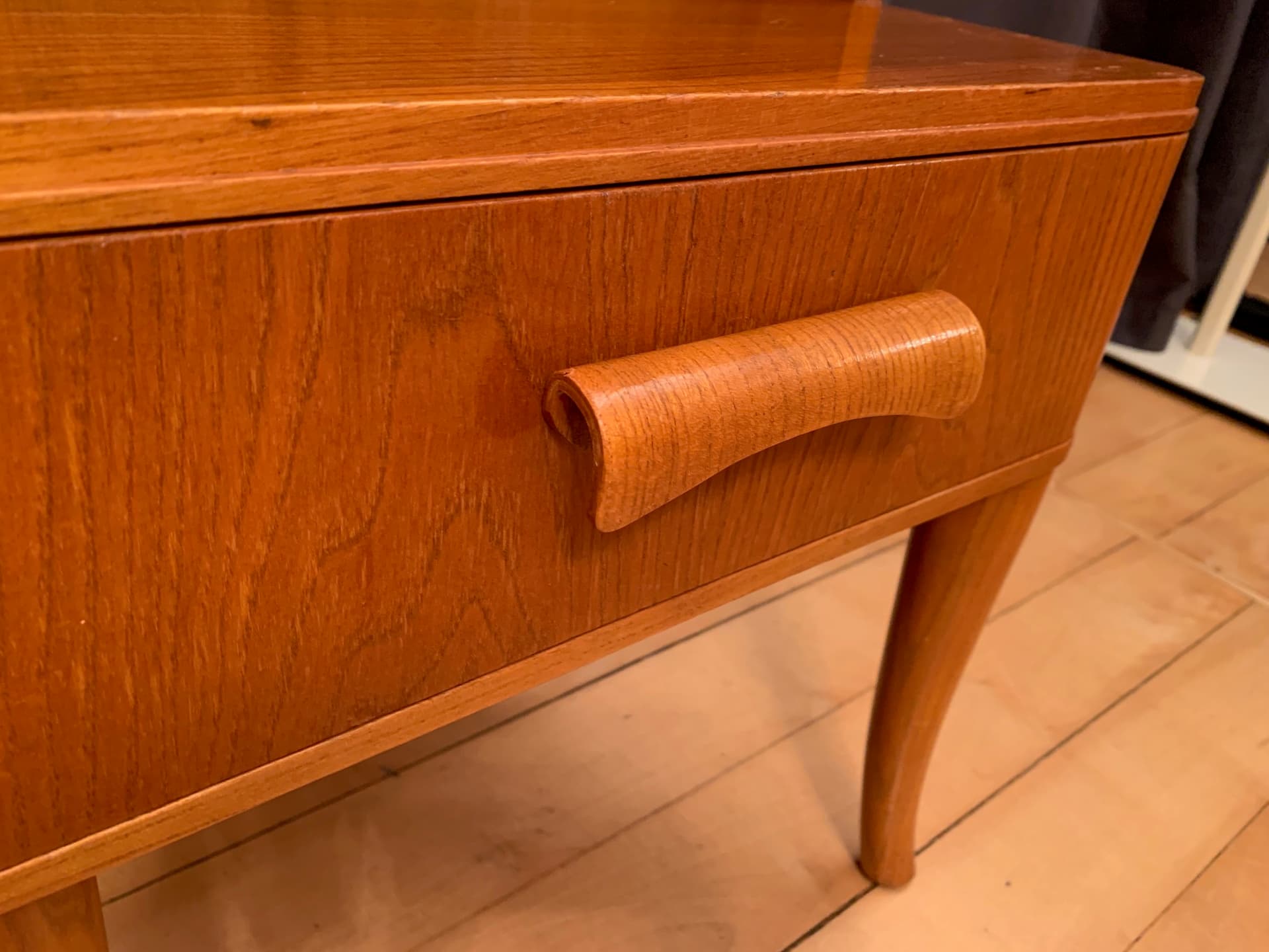 Pair of nightstands, brown elm wood, by A. Larsson, Bodafors, Sweden, 1940s. - 59750