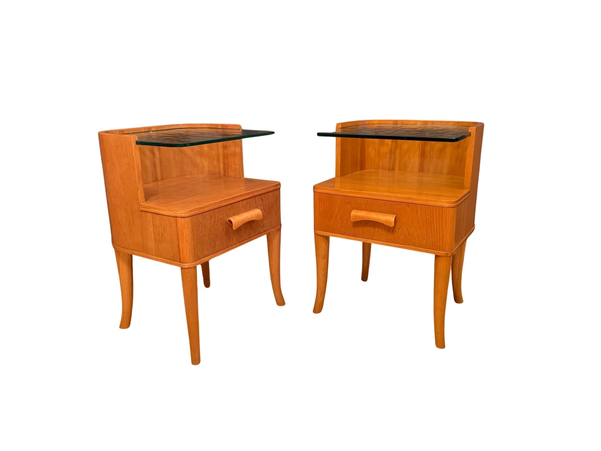 Pair of nightstands, brown elm wood, by A. Larsson, Bodafors, Sweden, 1940s. - 59784