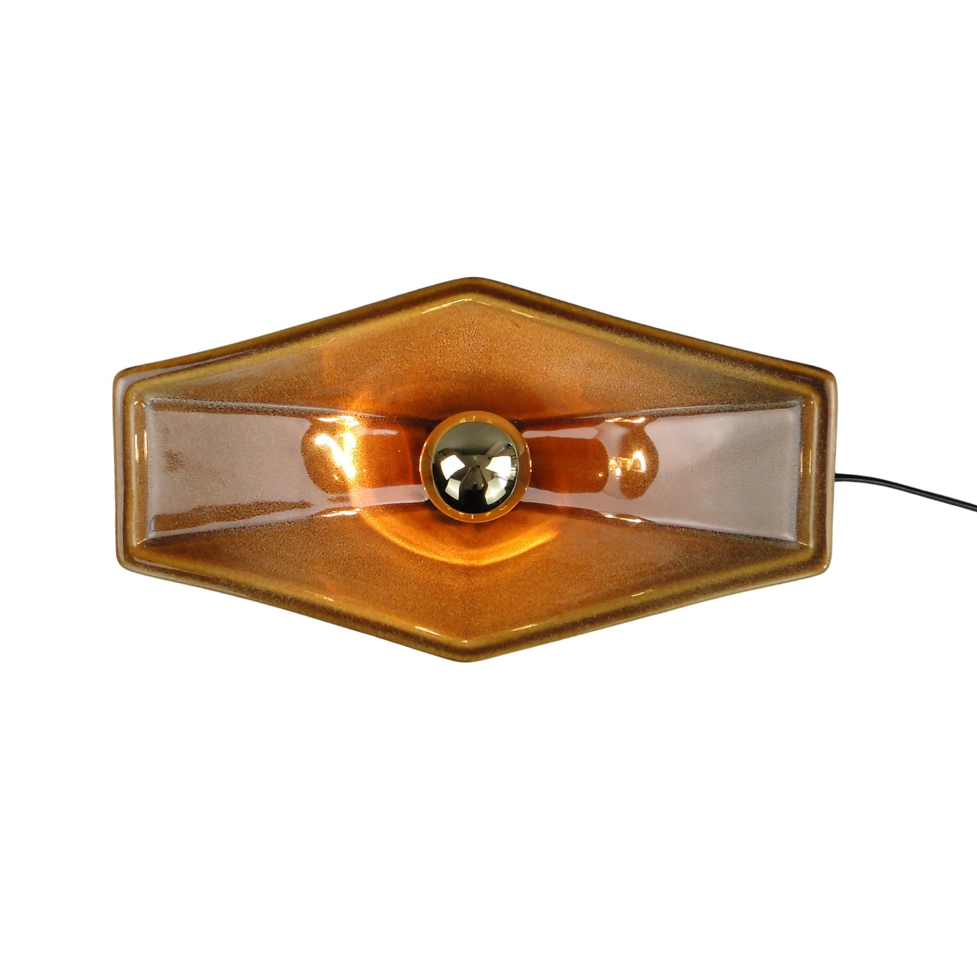 Kinkiet, ceramika brązowy, proj. A. Sadulski, Polska, lata 70. - 59786