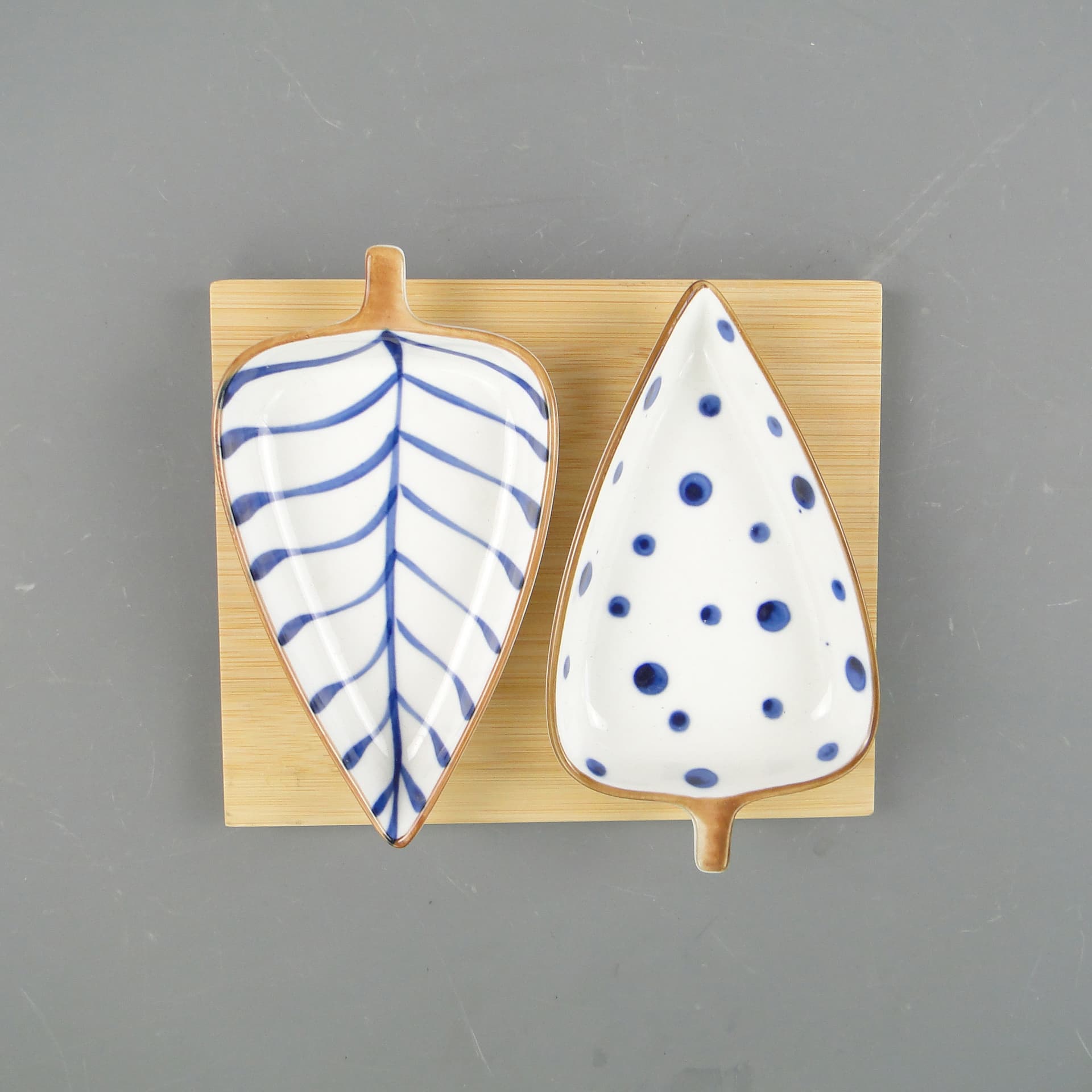 Zestaw naczyń do przystawek Oriental, porcelana ivory white, bambus, lata 90. - 59795