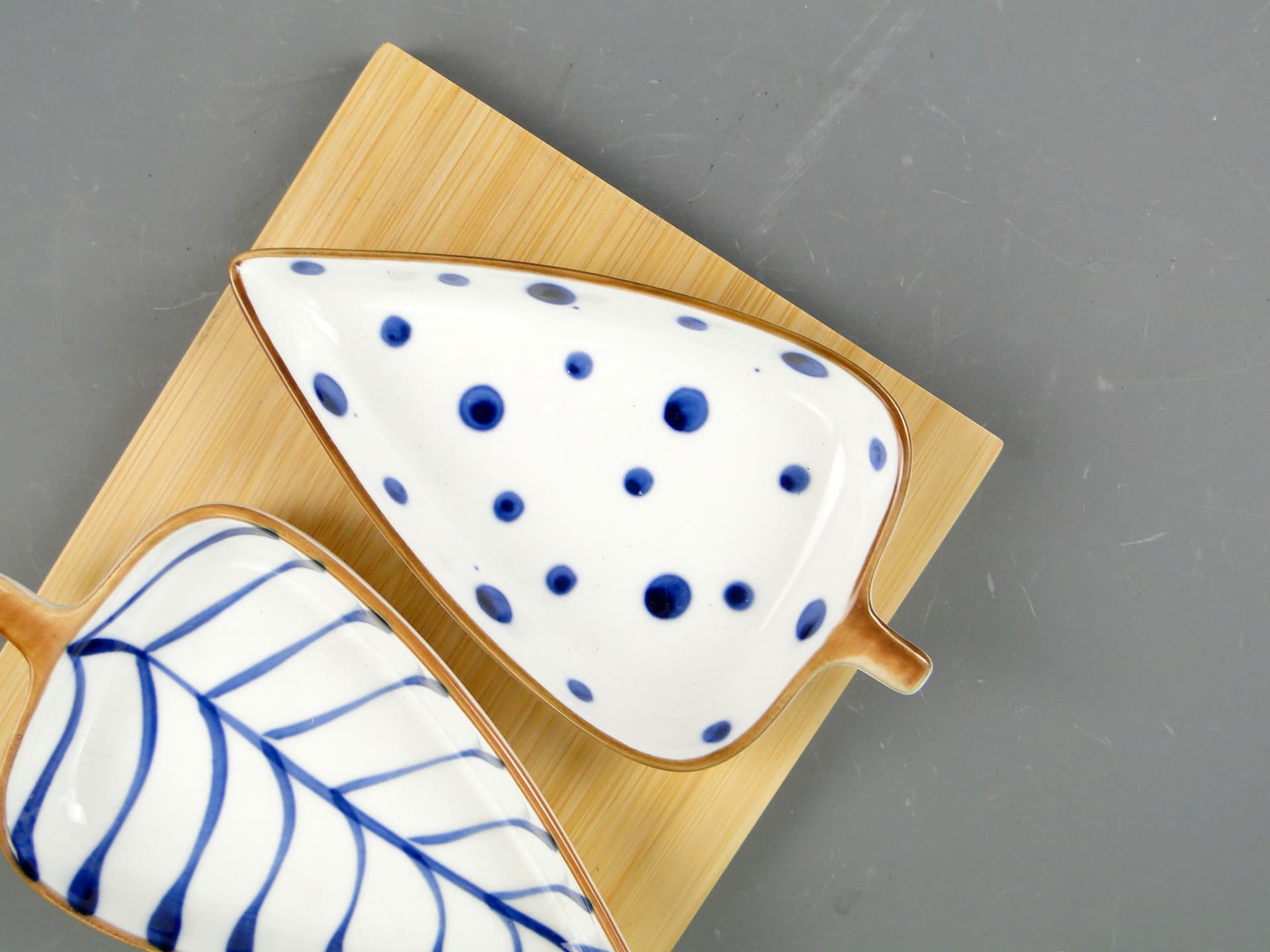 Zestaw naczyń do przystawek Oriental, porcelana ivory white, bambus, lata 90. - 59798