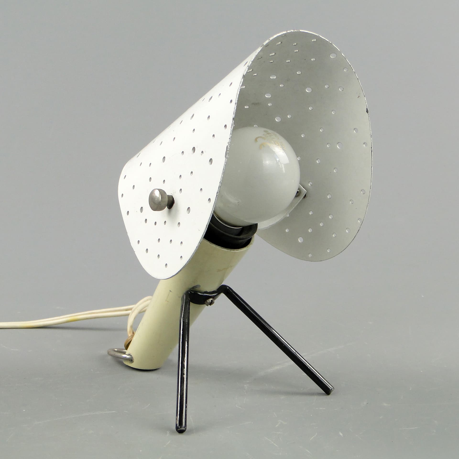 Table or Wall Lamp Pop Art, ivory white, metal, by A. Gałecki, Poland, 1960s. - 59855