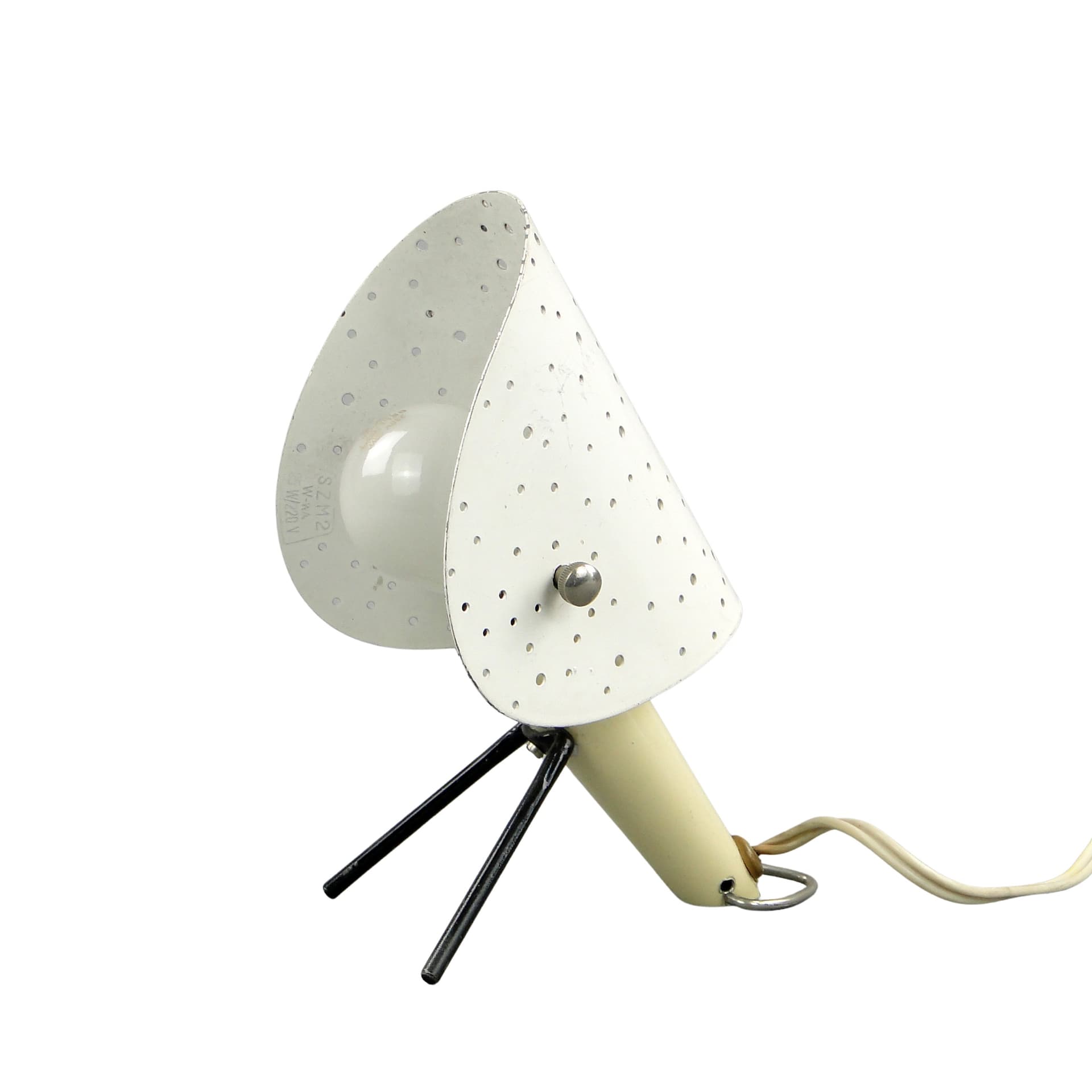 Table or Wall Lamp Pop Art, ivory white, metal, by A. Gałecki, Poland, 1960s. - 59951