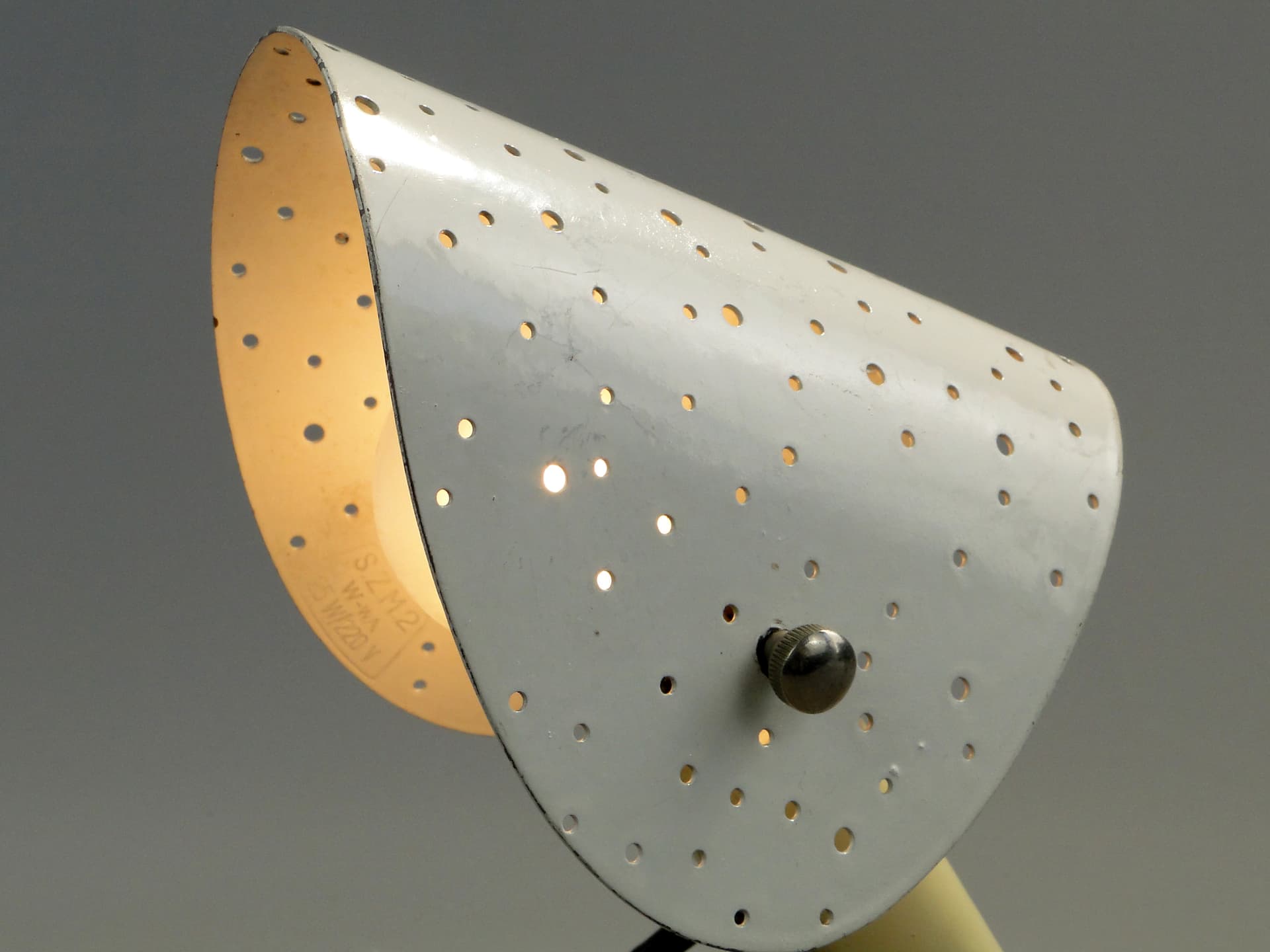 Table or Wall Lamp Pop Art, ivory white, metal, by A. Gałecki, Poland, 1960s. - 59858