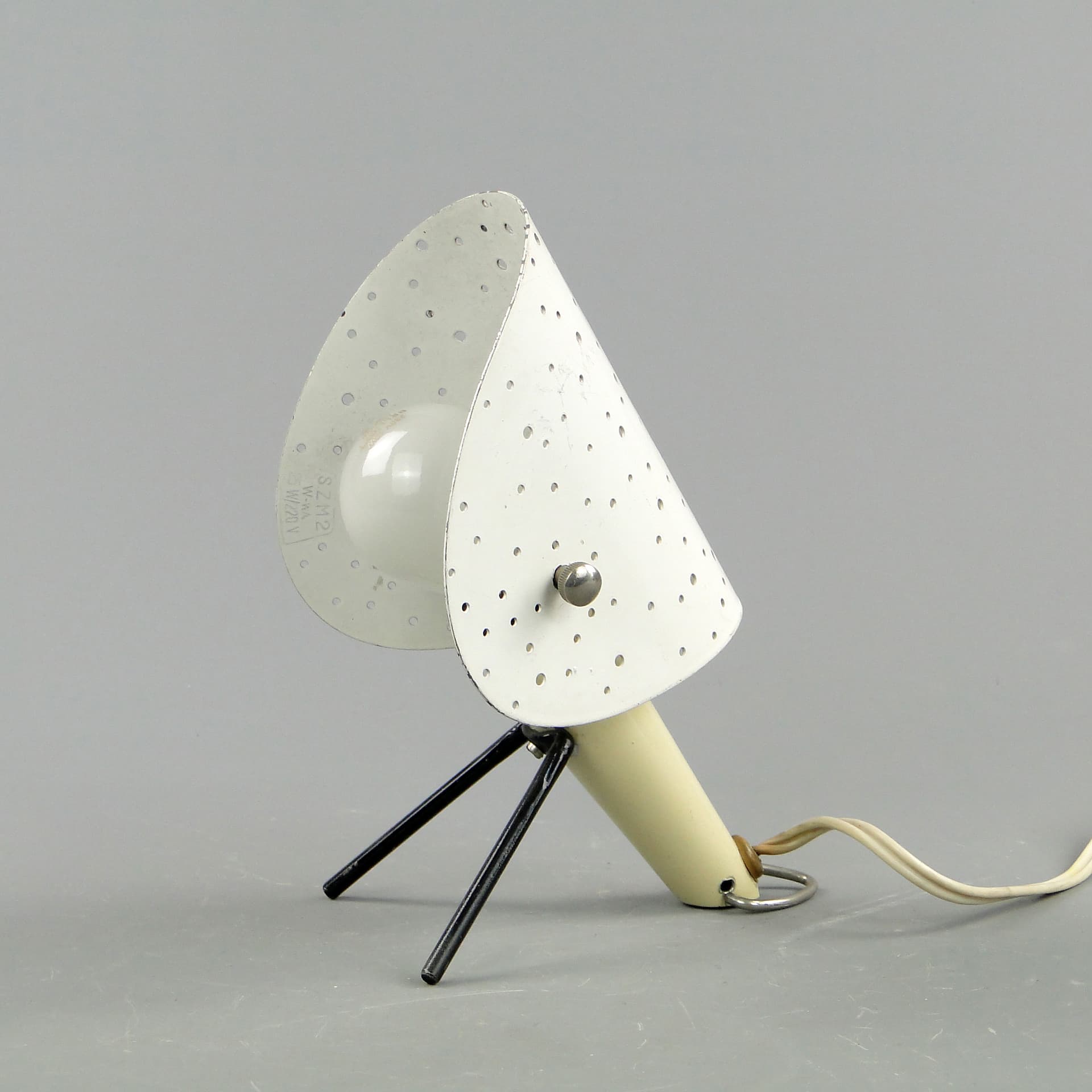 Table or Wall Lamp Pop Art, ivory white, metal, by A. Gałecki, Poland, 1960s. - 59857