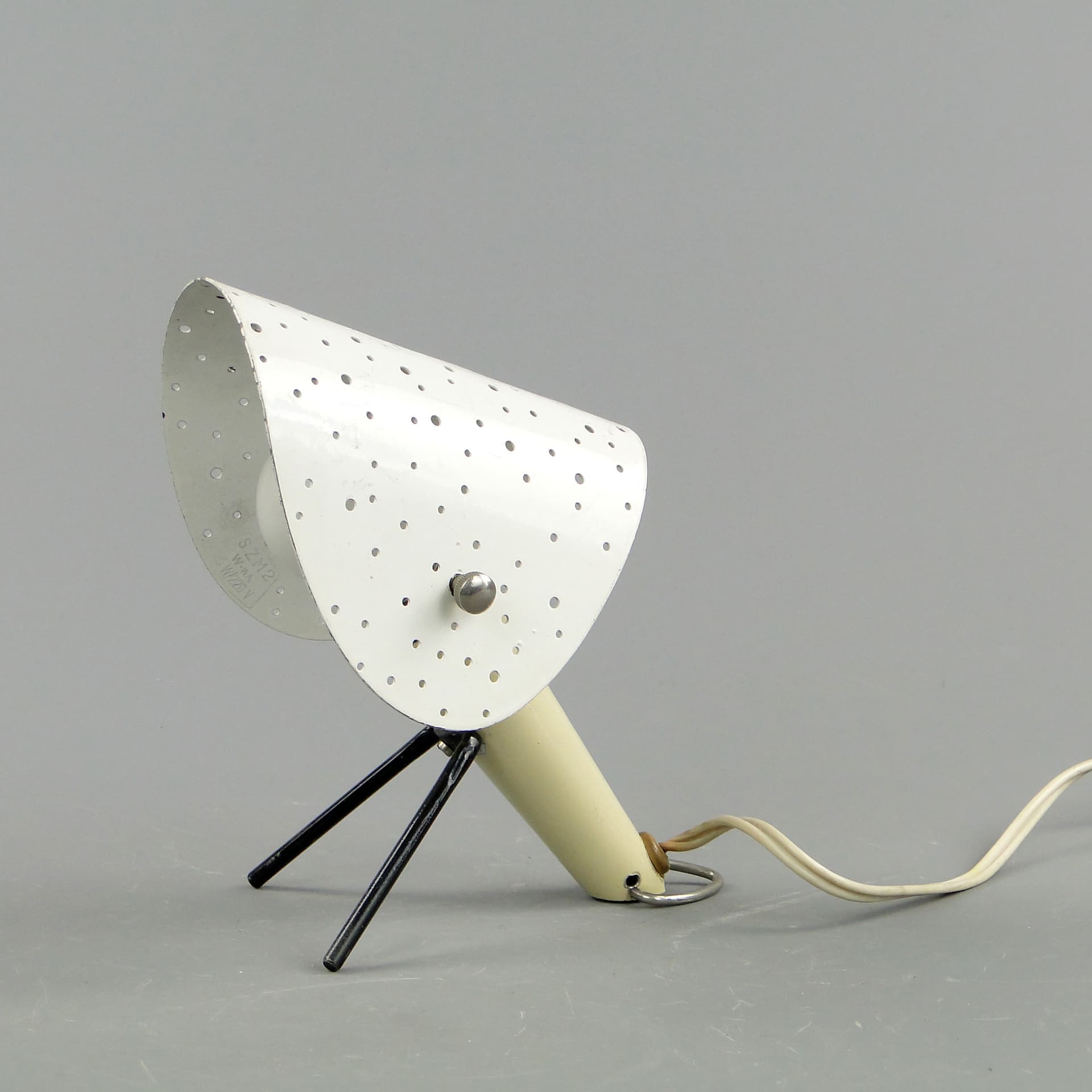 Table or Wall Lamp Pop Art, ivory white, metal, by A. Gałecki, Poland, 1960s. - 59856