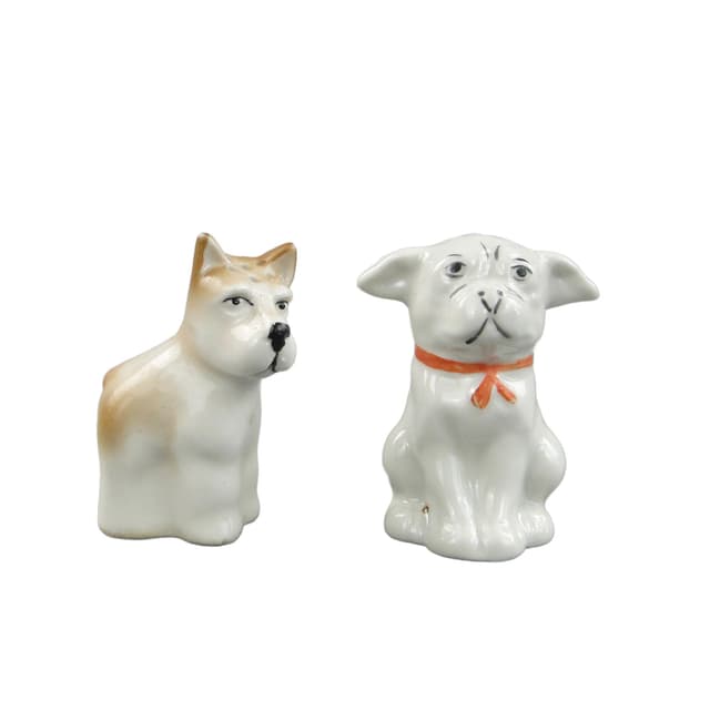 Para solniczek figuralnych Art déco, ceramika biała, Niemcy, lata 30. - WYMIARY