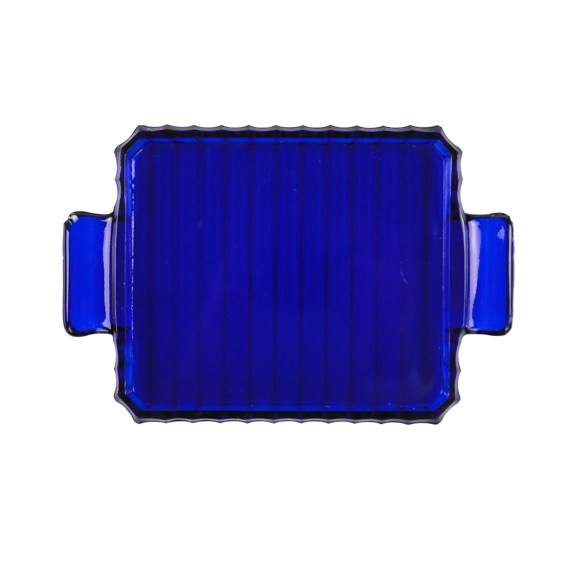 Taca art déco, szkło niebieskie, Huta Szkła Inwald, Czechy, lata 30.