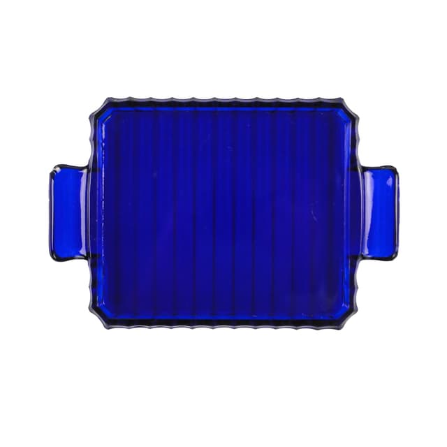 Taca art déco, szkło niebieskie, Huta Szkła Inwald, Czechy, lata 30. - WYMIARY