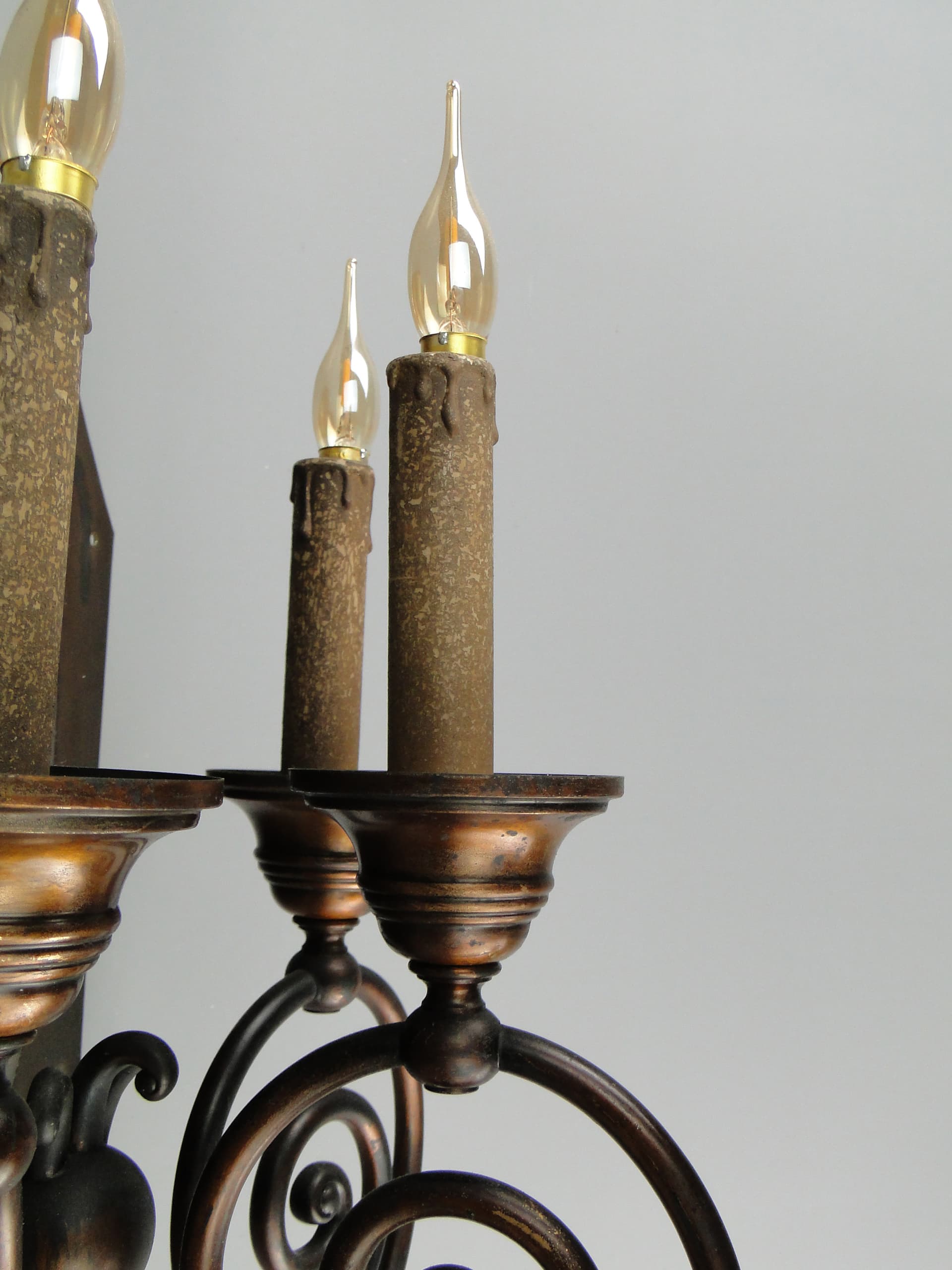 Para kinkietów secesyjnych, mosiądz ciemnobrązowy, Polska, początek XX w. - 59980