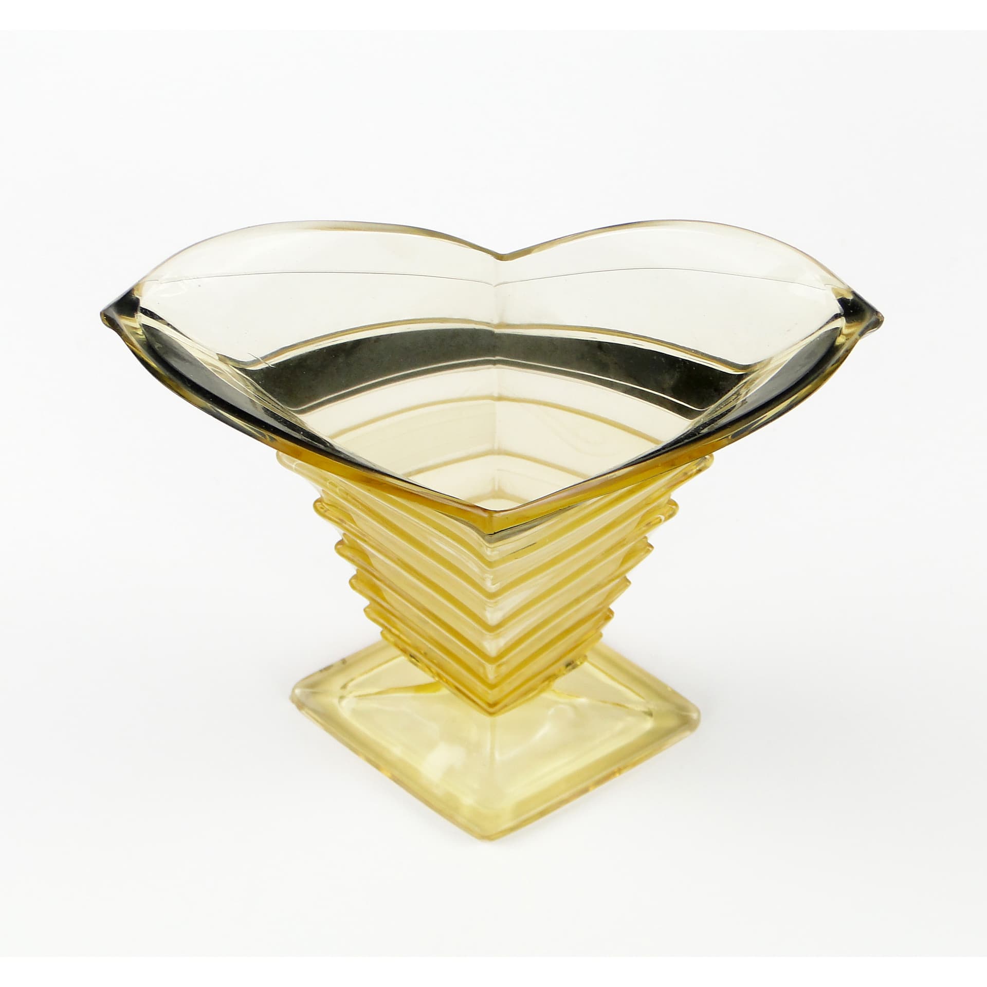 Wazon Art Deco, szkło żółty, Czechosłowacja, lata 30. - 60005