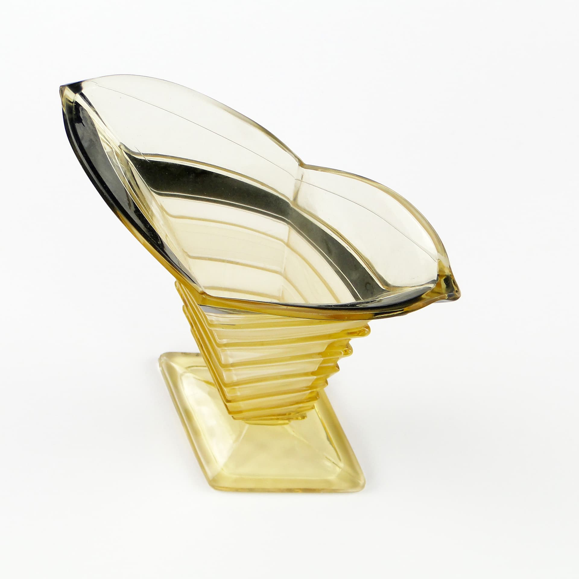 Wazon Art Deco, szkło żółty, Czechosłowacja, lata 30. - 60004