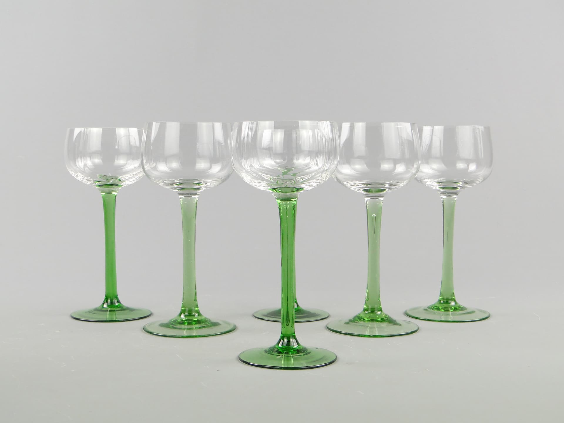 Set of Wine Goblets, Transparent Green, Glass, Italy, 1950s - 60021