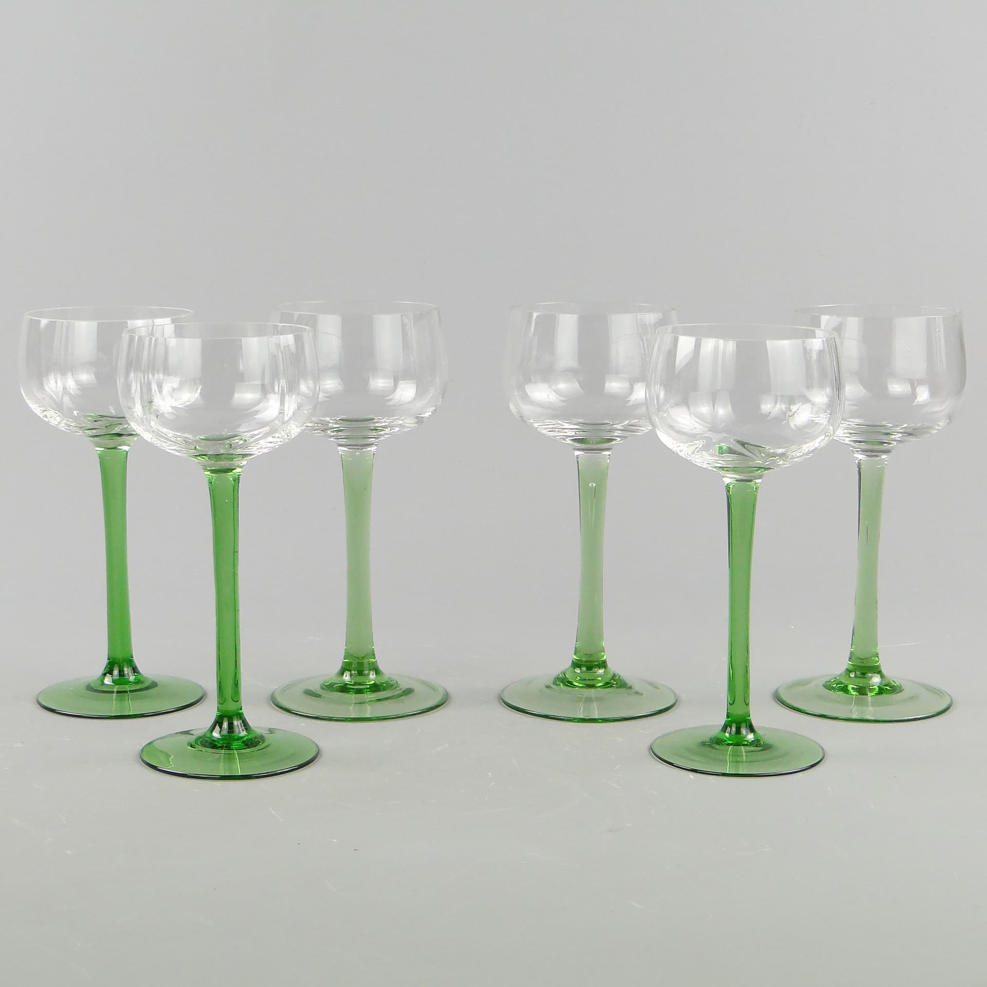 Set of Wine Goblets, Transparent Green, Glass, Italy, 1950s - 60026