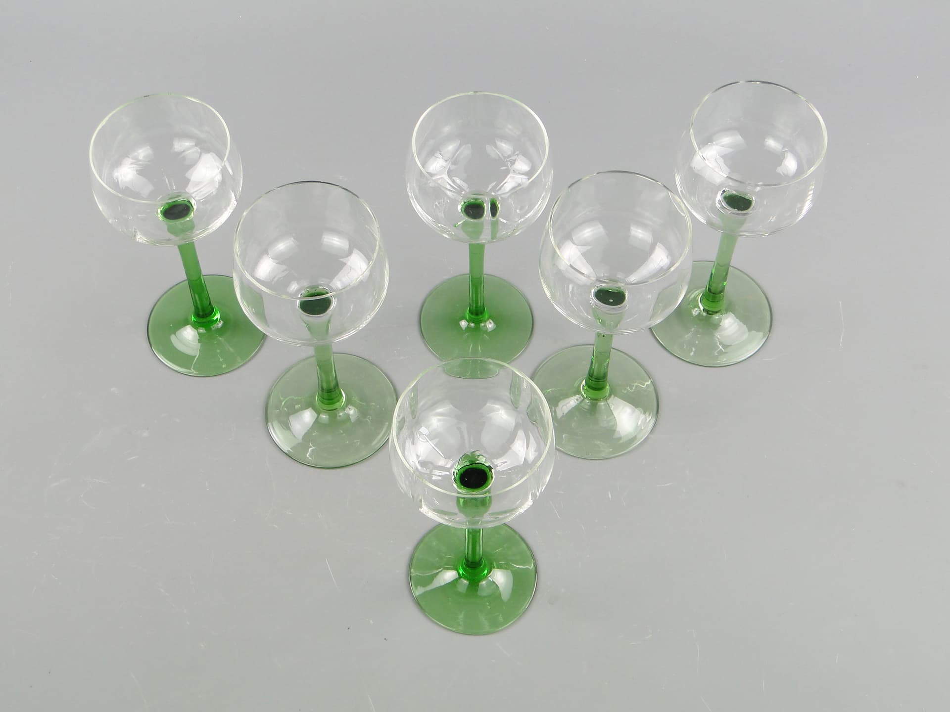 Set of Wine Goblets, Transparent Green, Glass, Italy, 1950s - 60023