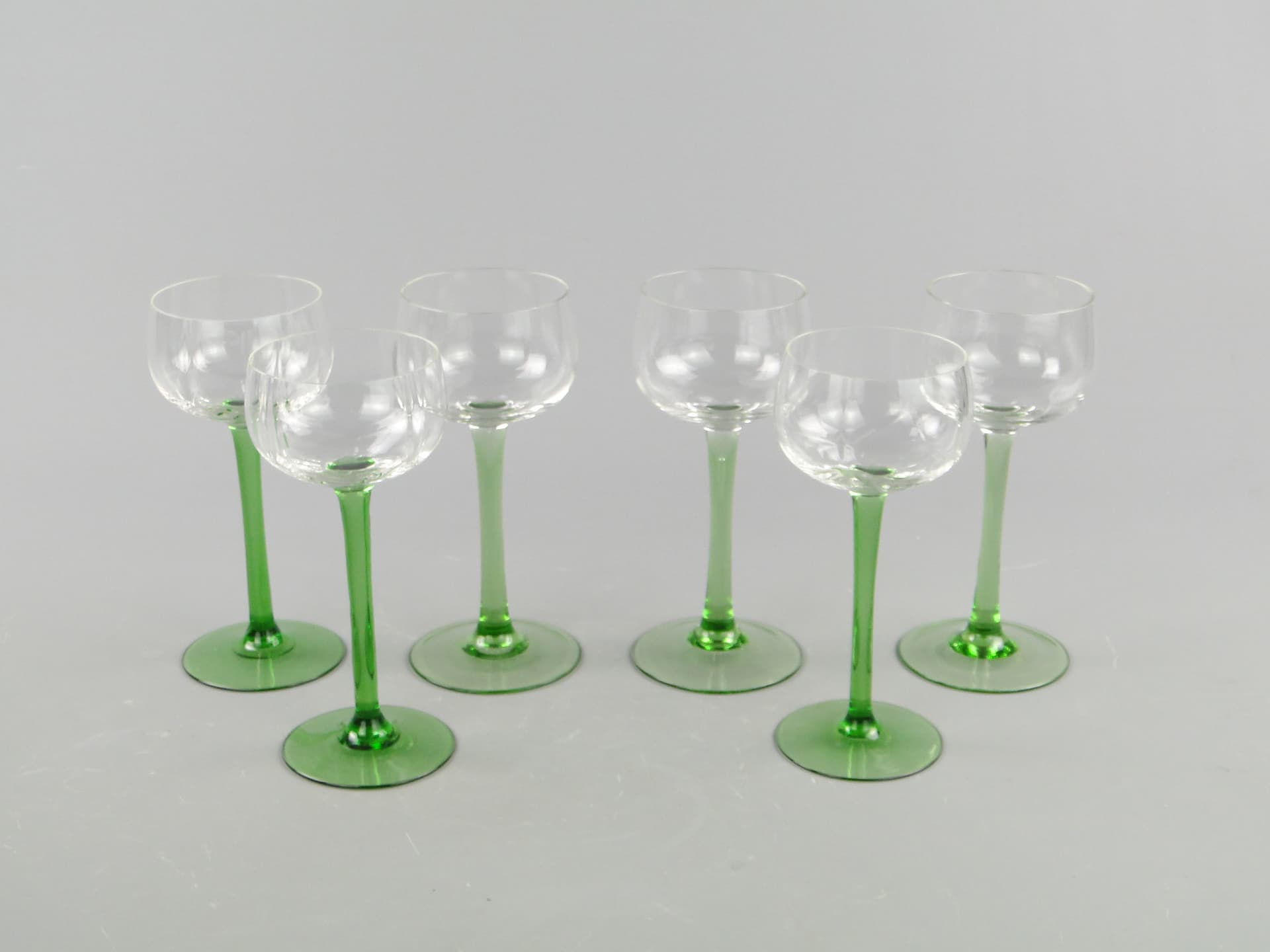 Set of Wine Goblets, Transparent Green, Glass, Italy, 1950s - 60027