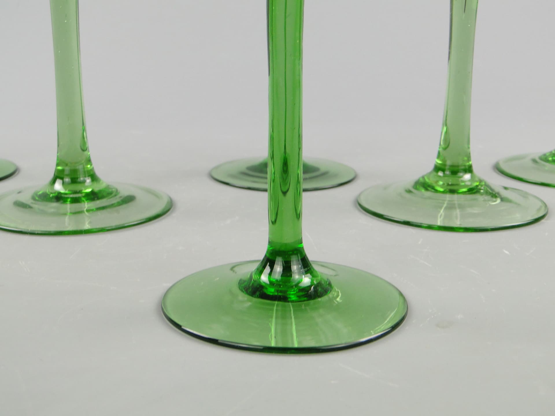 Set of Wine Goblets, Transparent Green, Glass, Italy, 1950s - 60025