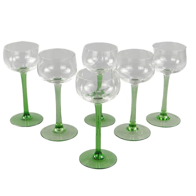 Set of Wine Goblets, Transparent Green, Glass, Italy, 1950s - DIMENSION
