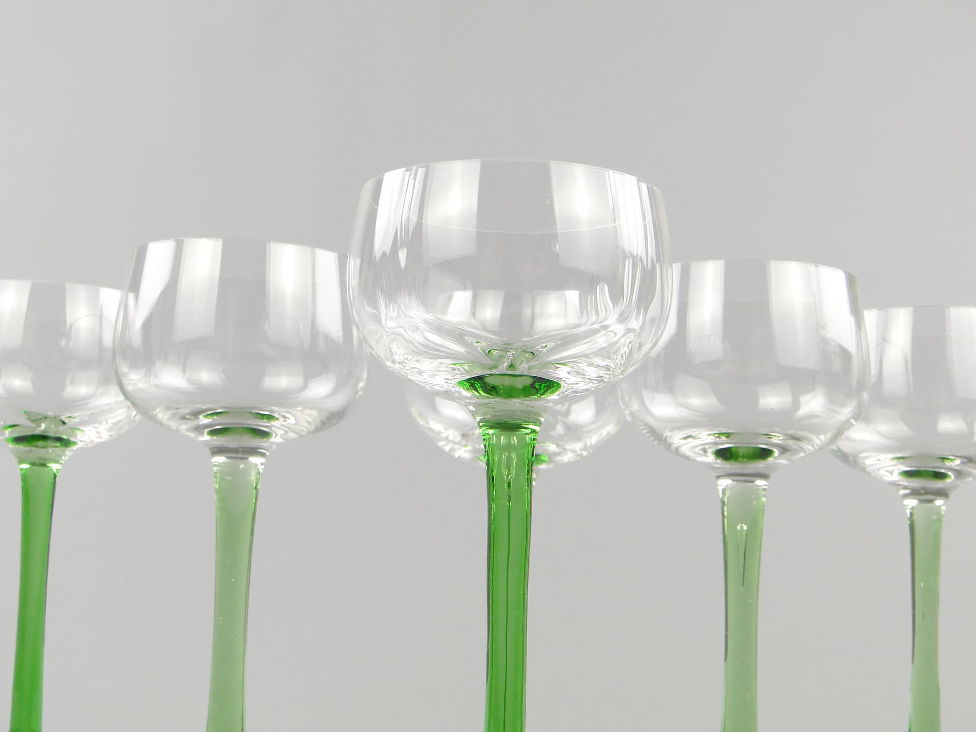 Set of Wine Goblets, Transparent Green, Glass, Italy, 1950s - 60022