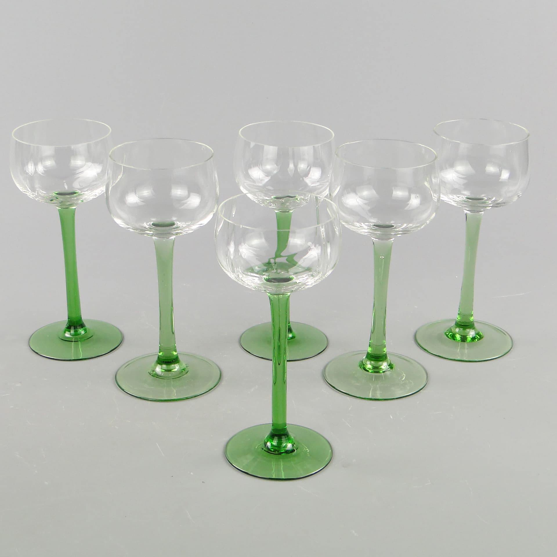 Set of Wine Goblets, Transparent Green, Glass, Italy, 1950s - 60020