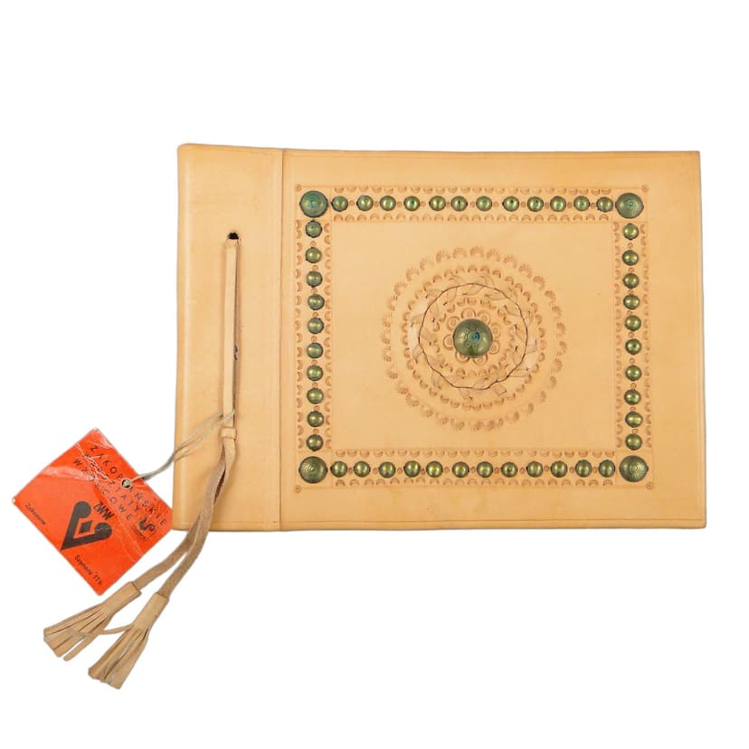 Album na zdjęcia, skóra beżowa, Polska, lata 70.