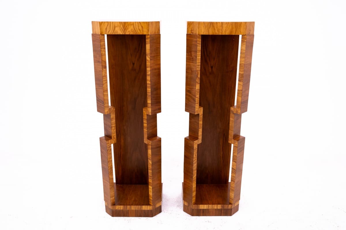 Orzechowe postumenty Art Deco, Polska, lata 50. - 191470